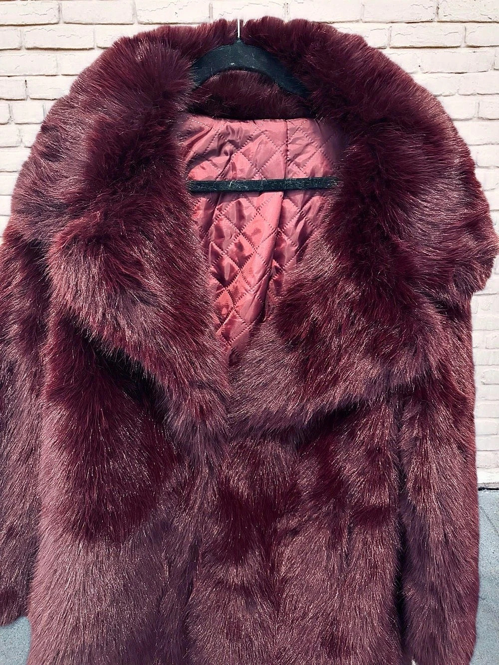 Cider Faux Fur Teddy Jacket in Burgundy - New with Tags